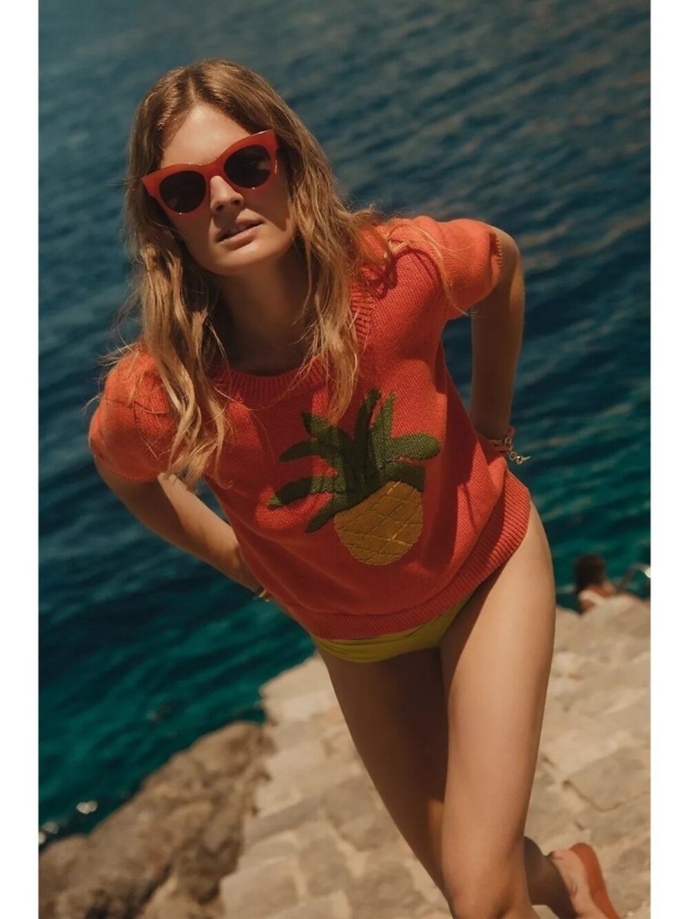 Callahan Pineapple Embroidered Sweater Tee
